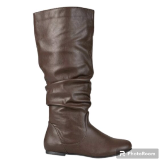NWOB Journee Collection Brown Knee High WIDE CALF Flat Riding Boots Women's 8.5 - Picture 2 of 6